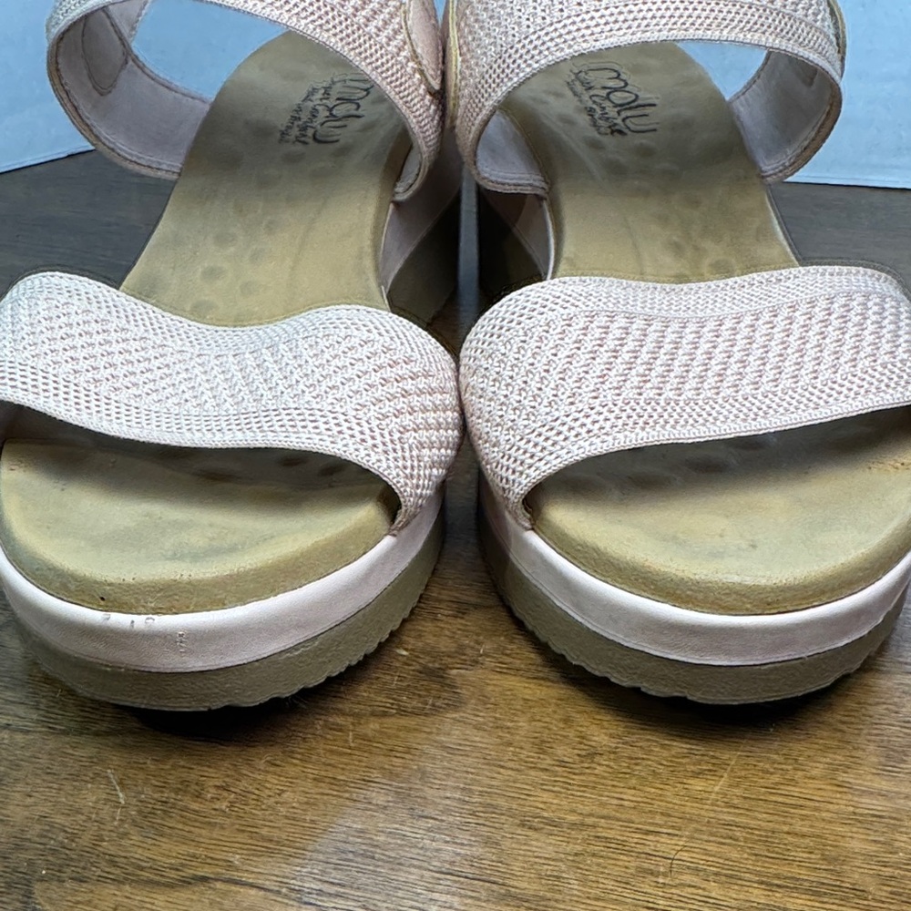 Malu Super Comfort Pink Wedge Sandals w/ Stretchy Woven Straps, US sz 10 - Picture 3 of 14